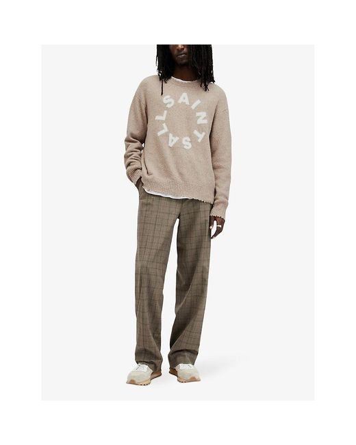 AllSaints Natural Tiago Logo-motif Relaxed-fit Knitted Jumper for men