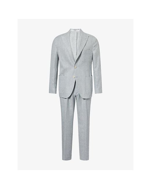 Eleventy Gray Soft Linen-Silk Drawstring Trouser Suit for men