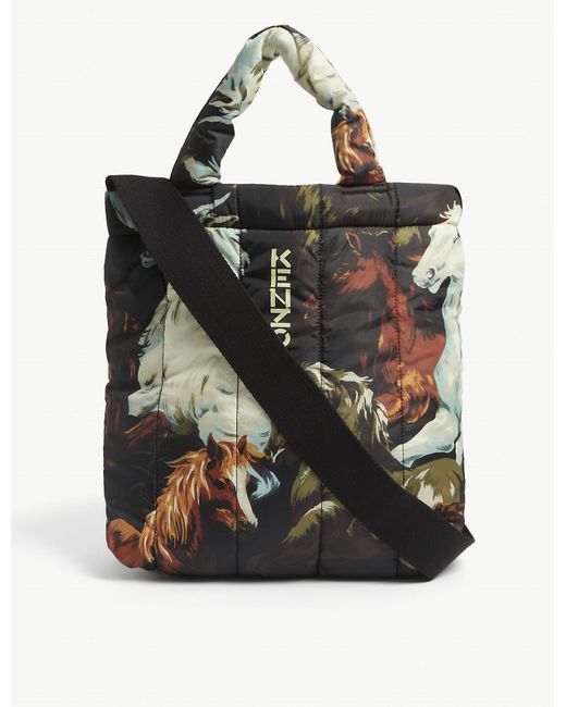 KENZO Black Horse-print Nylon Tote Bag for men