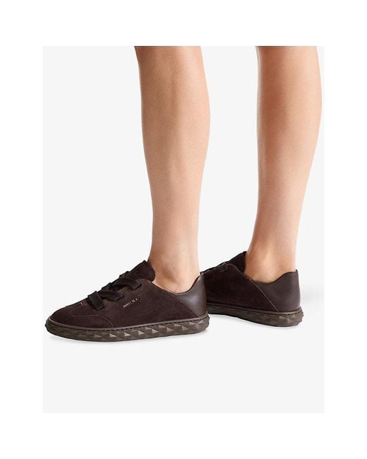 Jimmy Choo Brown Diamond Light Flex Suede Trainers