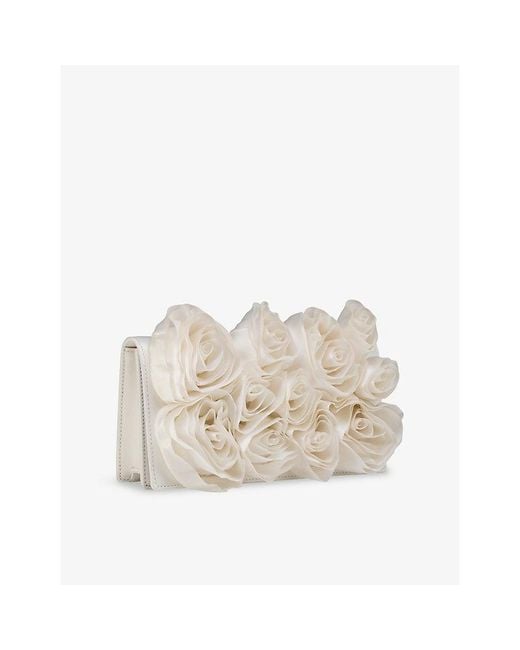 Christian Louboutin Natural Bettina Rose-Embroidered Silk Clutch Bag
