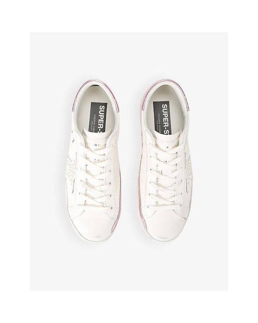 Golden Goose Deluxe Brand White Oth Superstar Pearl-Embellished Leather Low-Top Trainers