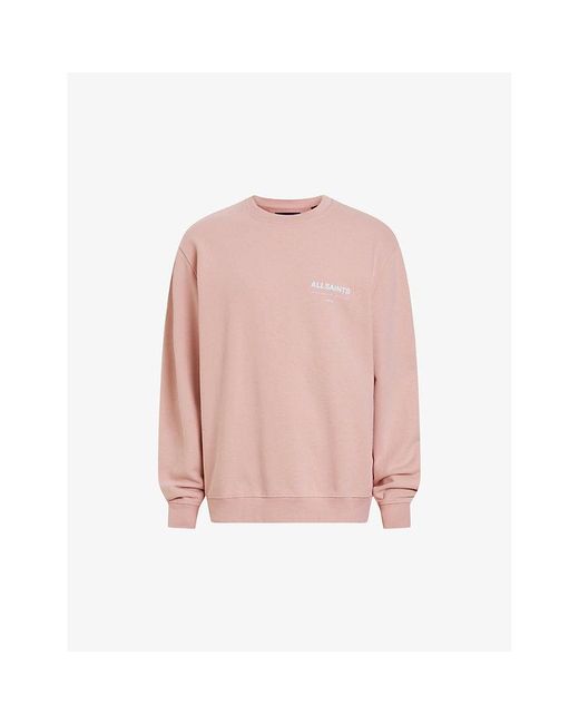 AllSaints Pink Access Logo-print Organic-cotton Sweatshirt for men
