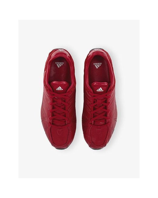 Adidas Red Ghost Sprint Leather And Suede Trainers