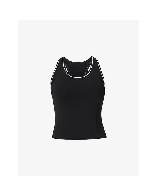 Sweaty Betty Black Athlete Crop Seamless Stretch-Woven Gym Vest Top