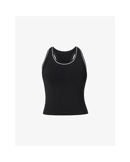 Sweaty Betty Black Athlete Crop Seamless Stretch-Woven Gym Vest Top