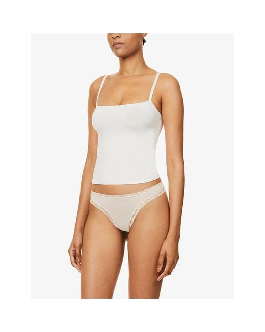 Stripe & Stare White Low-Rise Pack Of Four Stretch-Woven Thongs