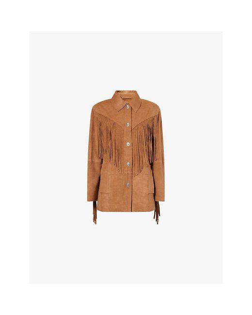 Stand Studio Brown Estee Fringed Suede Jacket