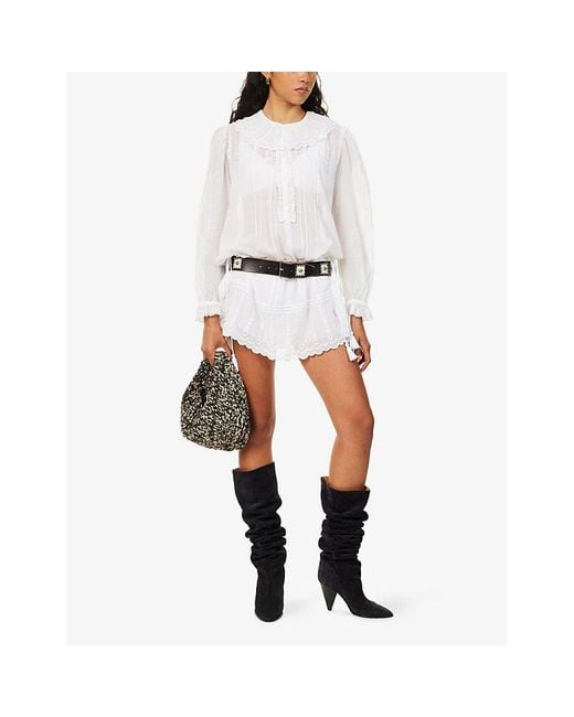 Isabel Marant White Lenora Embroidered Cotton Mini Dress