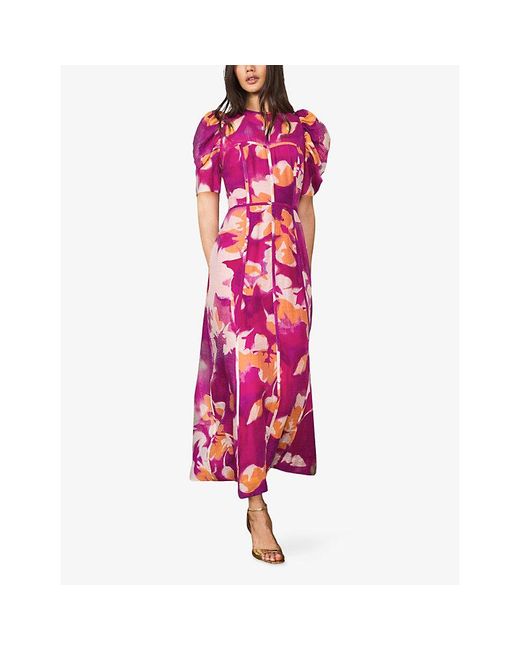 Ro&zo Pink Niamh Floral-Print Woven Maxi Dress