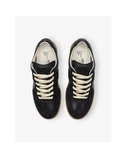 Maison Margiela Black Replica Leather Low-Top Trainers