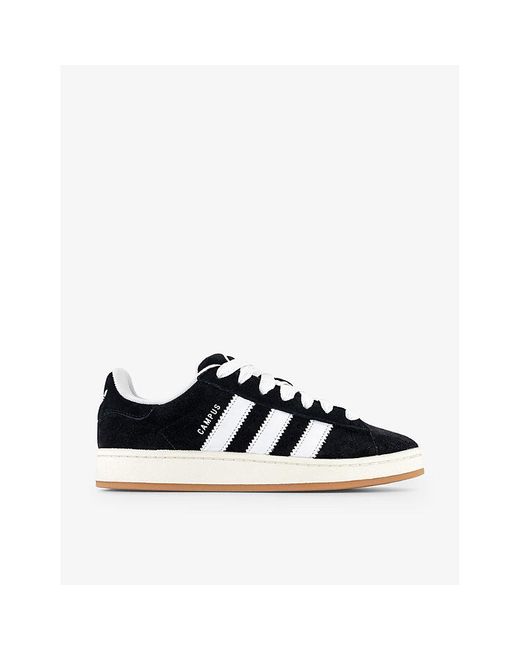 Adidas Black Campus Brand-stripe Suede Low-top Trainers for men