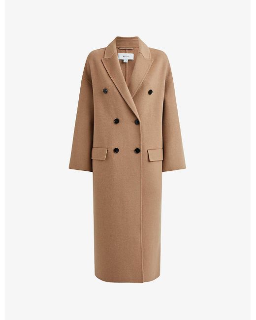 Reiss Natural Layah Double-breasted Wool-blend Coat
