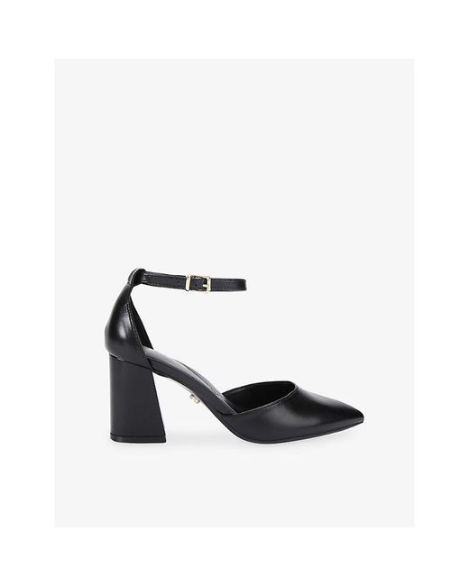 Carvela Kurt Geiger White Refined Wide-Fit Heeled Faux-Leather Courts