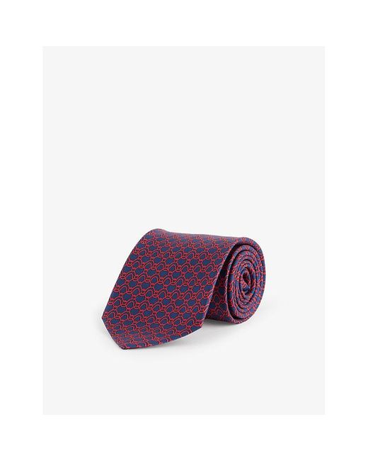 Ferragamo Purple Wave-print Silk Tie for men