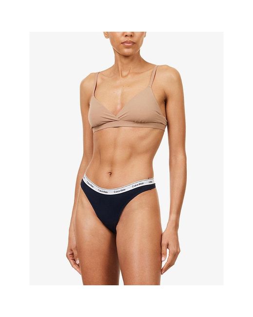 Calvin Klein White Icon Logo Pack Of Five Cotton-Jersey Thongs