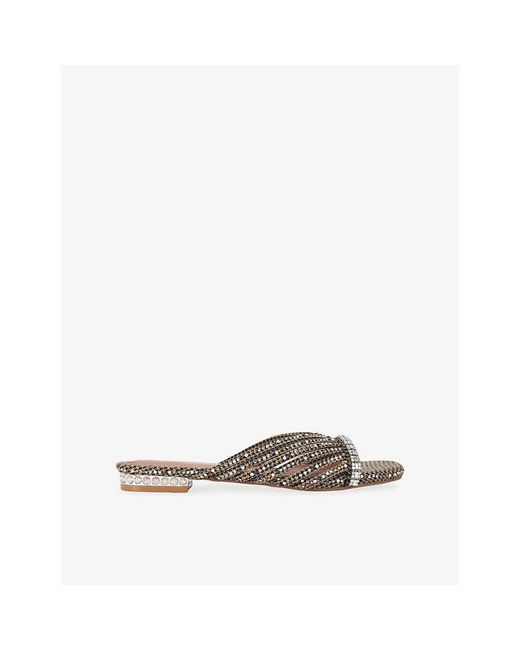 Kurt Geiger Multicolor Crystal Strap Woven Mules