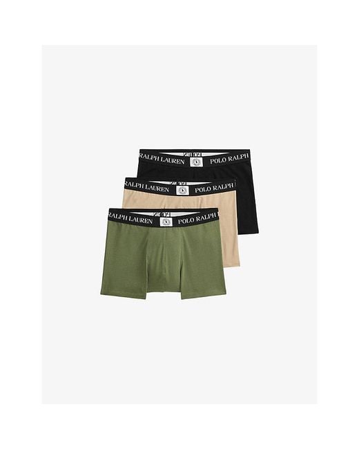 Polo Ralph Lauren Green Classic Pack Of Three Cotton-Blend Trunks for men