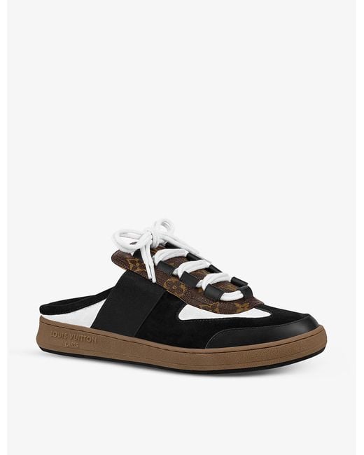 Louis Vuitton Lous Open-back Suede And Leather Trainers