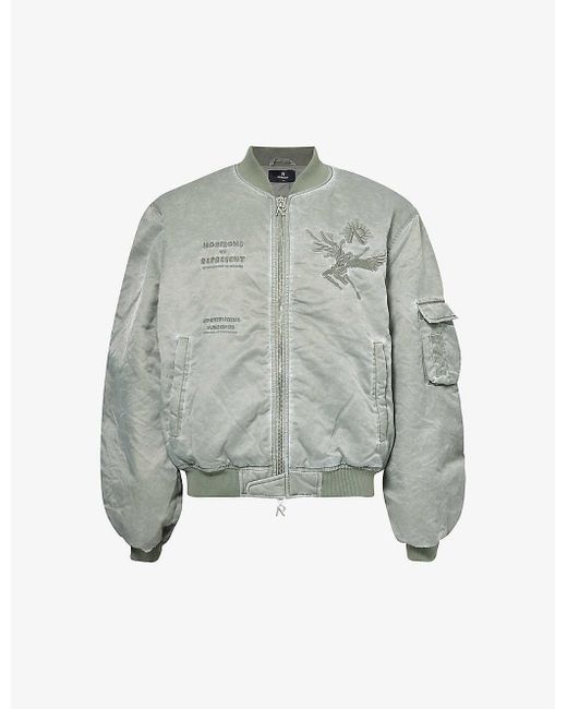 Represent Gray Horizons Flight Brand-embroidered Regular-fit Shell Bomber Jacket for men