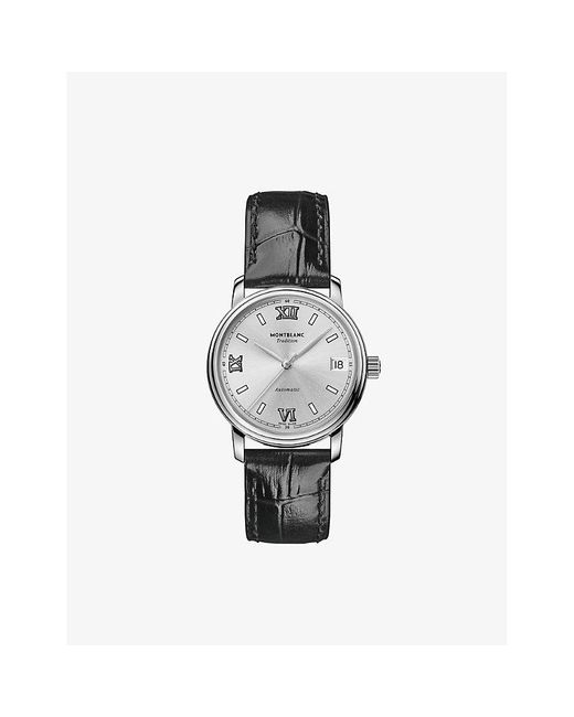 Montblanc Gray Unisex 127751 Tradition Date Stainless-steel And Alligator-embossed Leather Automatic Watch