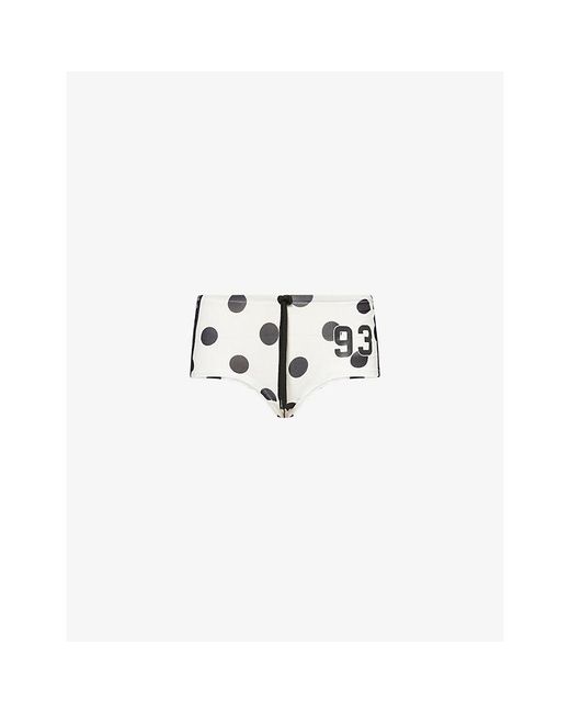 Jaded London White Polka-Dot Number-Print Stretch-Jersey Football Shorts