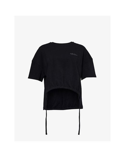 Daily Paper Black Desta Drawstring Relaxed-fit Stretch-cotton T-shirt
