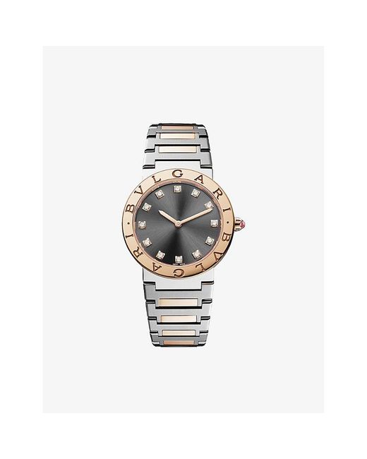 BVLGARI White Stainless-Steel, 18Ct Rose- And Diamond Quartz Watch
