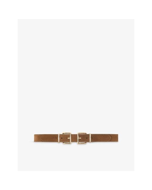 Maje Natural Double Buckle Suede Belt