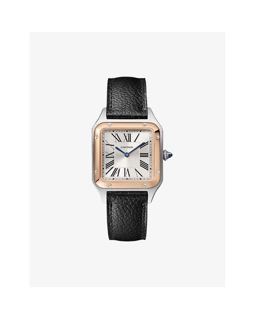 Cartier Multicolor Crw2Sa0020 Santos Dumont Small 18Ct Rose- And Leather Quartz Watch for men
