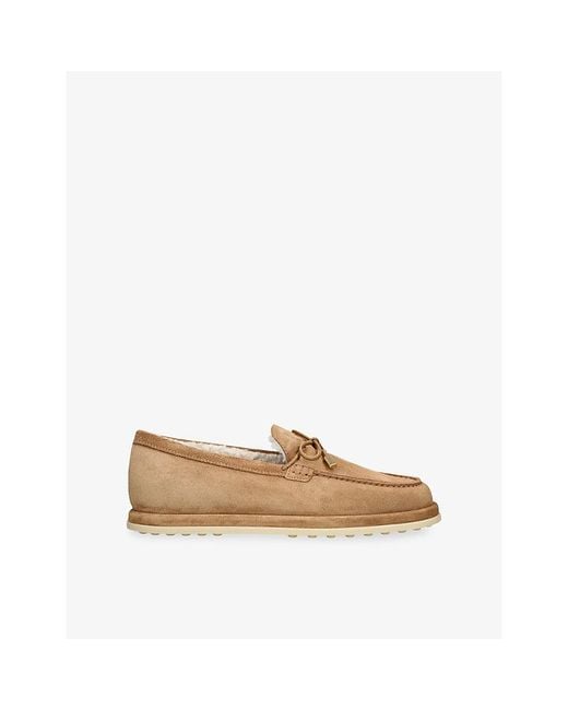 Tod's Natural Gomma Shearling-Lined Suede Loafers