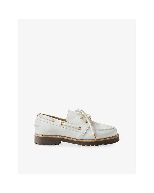 Claudie Pierlot White Leather Boat Shoes