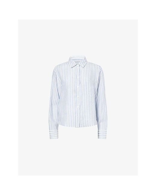 Weekend by Maxmara Blue Striped Long-Sleeve Linen Shirt
