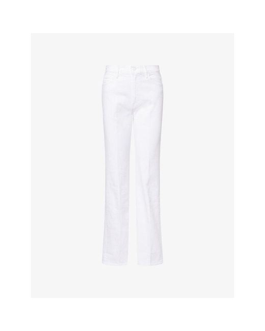 Mother White The Kick It Straight-Leg Denim Jeans