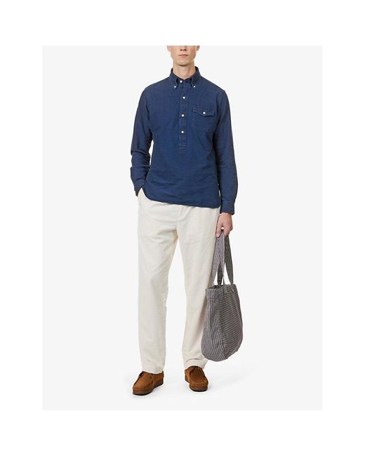 Polo Ralph Lauren Blue Flap Patch-pocket Regular-fit Cotton-poplin Shirt for men