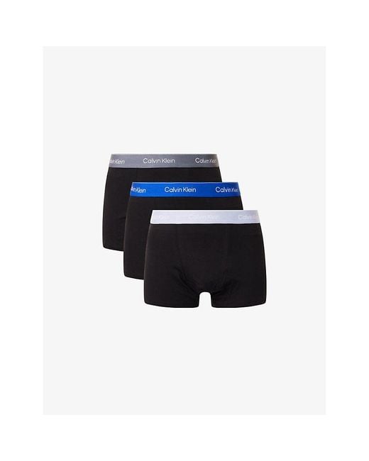 Calvin Klein Blue Icon Pack Of Three Cotton-Jersey Trunks for men