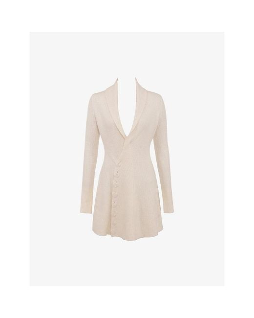 House Of Cb White Ayla Asymmetric Wool-Blend Mini Dress