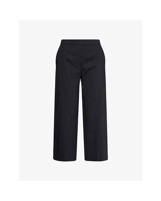 Theory Blue Relaxed-Fit Tapered Linen-Blend Trousers
