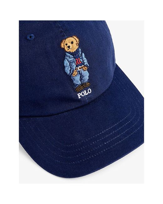 Polo Ralph Lauren Blue Polo Bear-embroidered Denim Cap