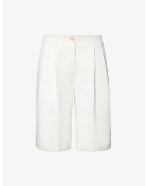 Totême  White Mid-rise Straight-leg Organic-cotton Shorts