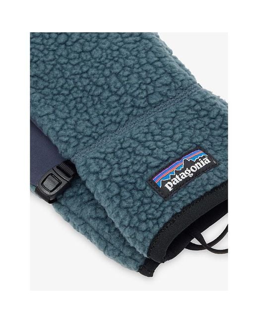 Patagonia Blue Retro Pile Fleece Gloves for men