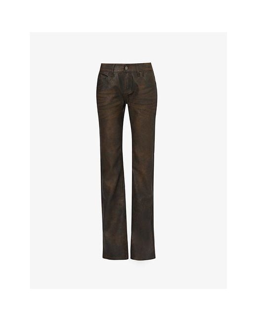 Jaded London Gray Cooper Straight-Leg Faux-Leather Jeans