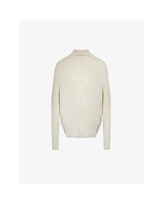 Rick Owens White Boat-neck Relaxed-fit Wool Knitted Top