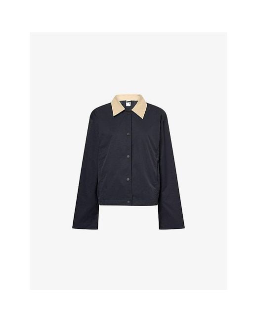 On Shoes Blue Zendaya X Ctrast-Collar Coach Woven Jacket
