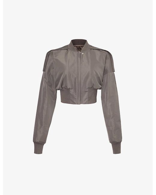 Rick Owens Gray Cropped Stand-collar Woven Jacket