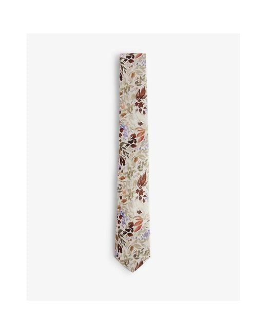 Ted Baker Metallic Moiselt Floral-print Silk Tie for men