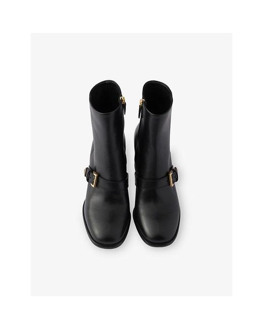 Prada Black Buckle Leather Ankle Boots