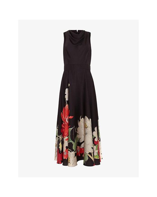Phase Eight Black Cheryl Printed Woven Midi Dress