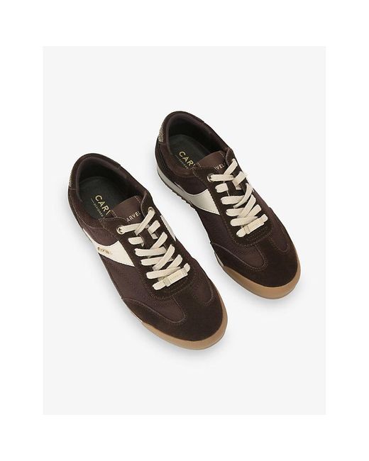 Carvela Kurt Geiger Brown Costa Suede And Mesh Trainers