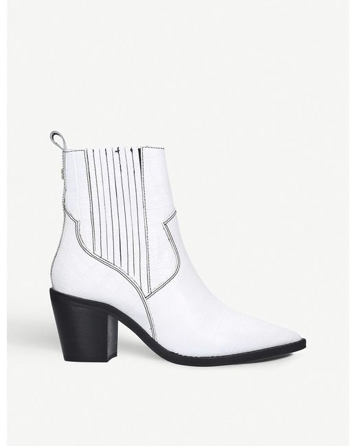 KG by Kurt Geiger White Croc Print Western Style Ankle Boots